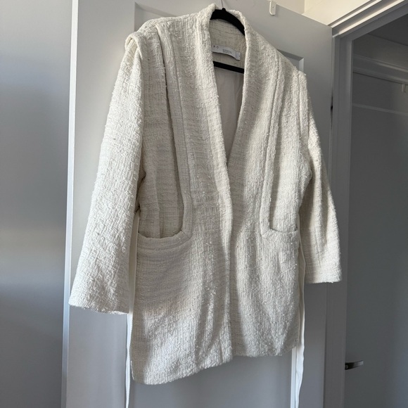 IRO Paris cream cotton tweed boucle belted Ankyl jacket - size FR 36 (US 6) - Picture 9 of 12